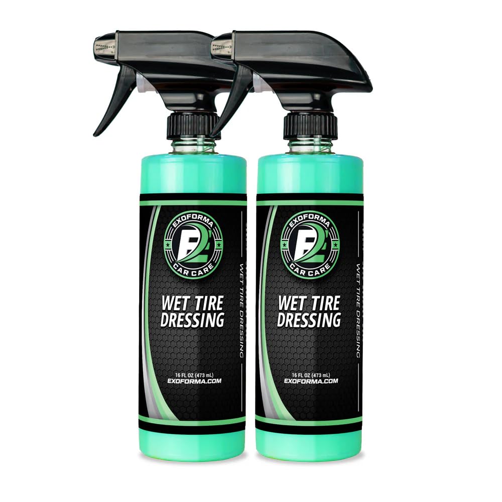 ExoForma Wet Tire Dressing Spray - Extremely High Shine Tire Dressing for That Wet Look - No Sling, Non-Greasy Silicone Formula with UV Protection - Easy to Apply, Minimal Cure Time - 16 fl oz