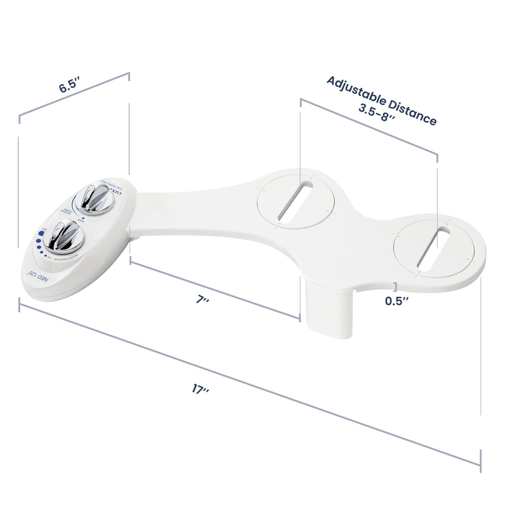 LUXE Bidet NEO 120 - Single Nozzle, Self-Cleaning, Non-Electric Bidet Attachment for Toilet Seat, Adjustable Water Pressure, Rear Wash (Blue)
