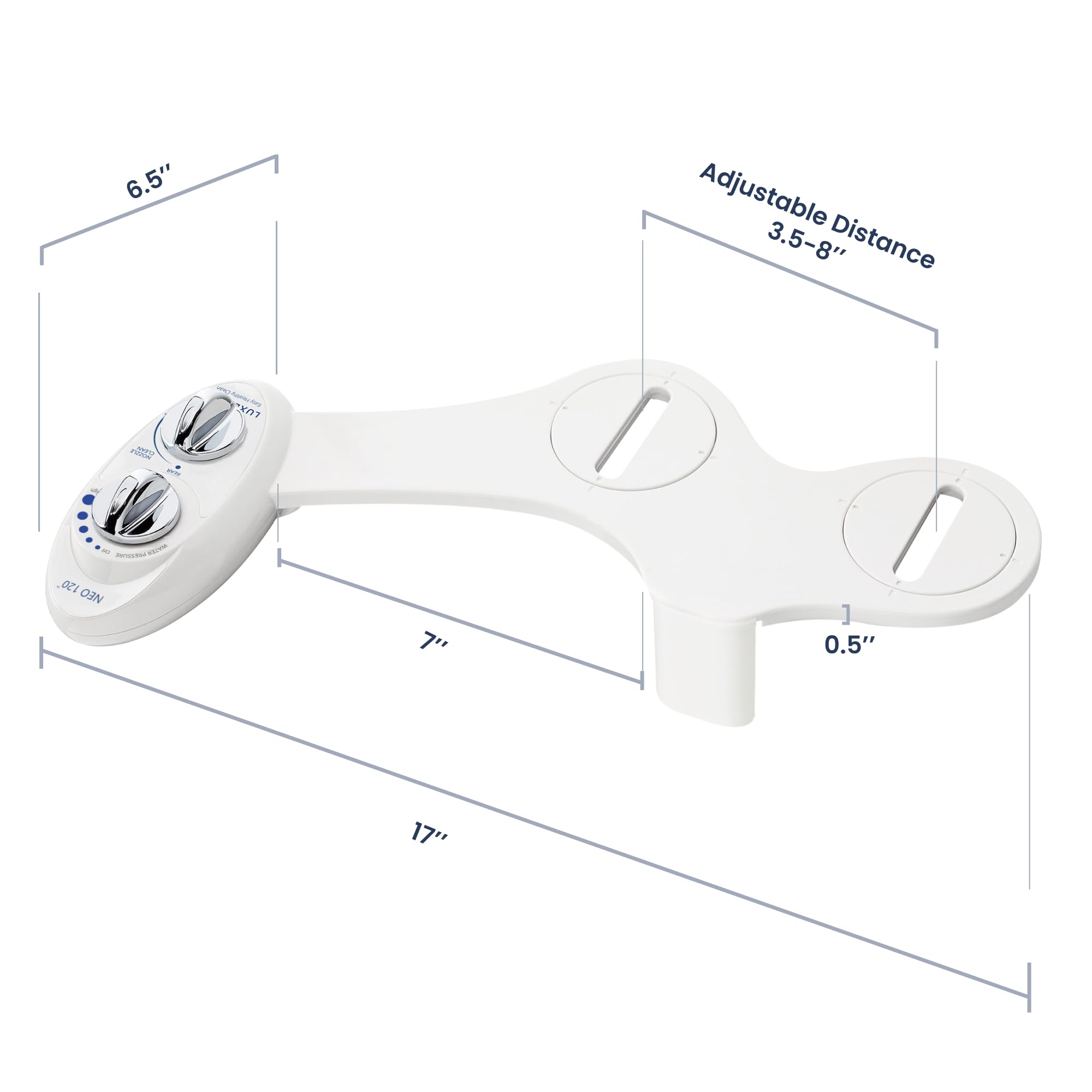 LUXE Bidet NEO 120 - Single Nozzle, Self-Cleaning, Non-Electric Bidet Attachment for Toilet Seat, Adjustable Water Pressure, Rear Wash (Blue)
