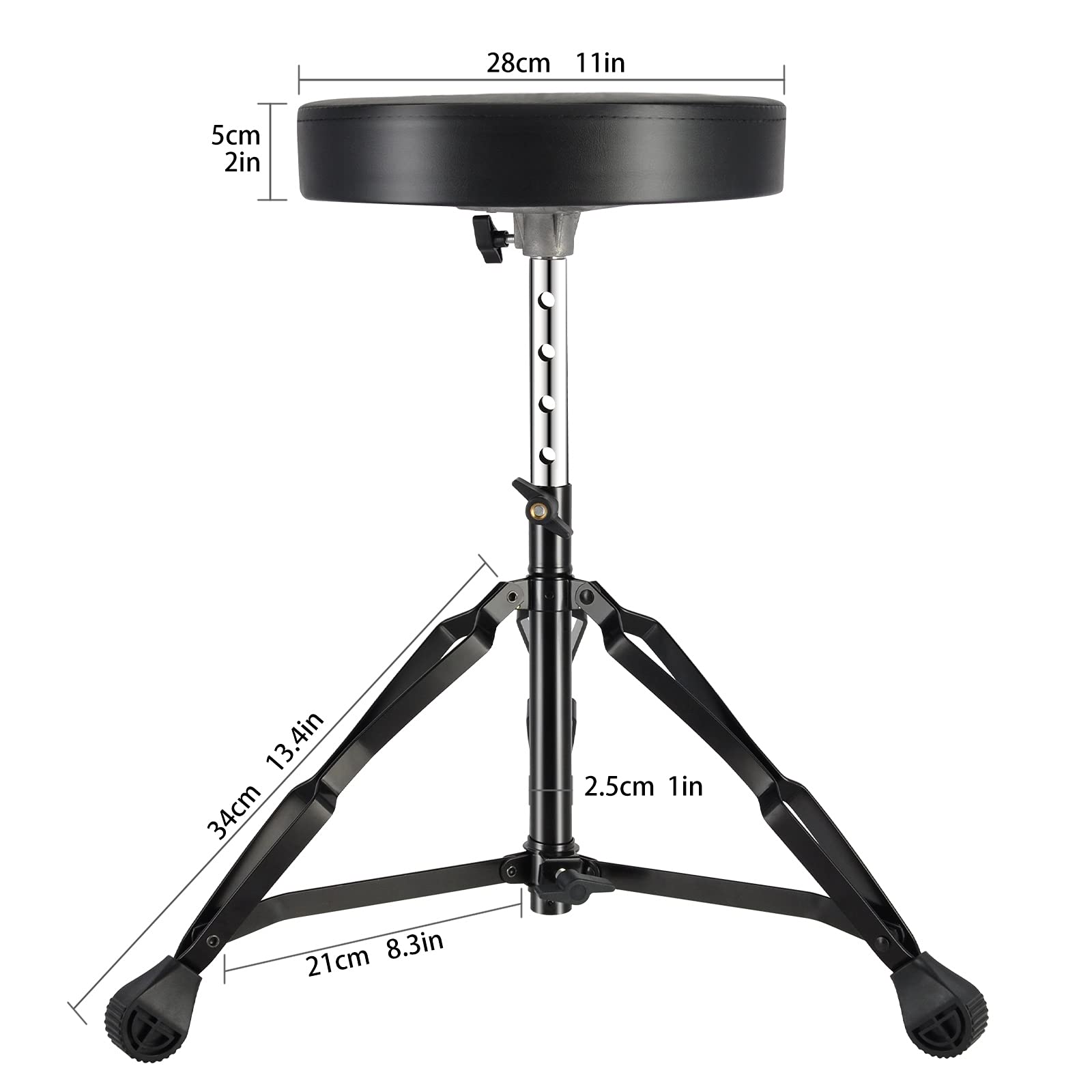 EASTROCK Drum Throne,Padded Drum Seat Drumming Stools with Anti-Slip Feet for Adults and Kids Drummers (Black)