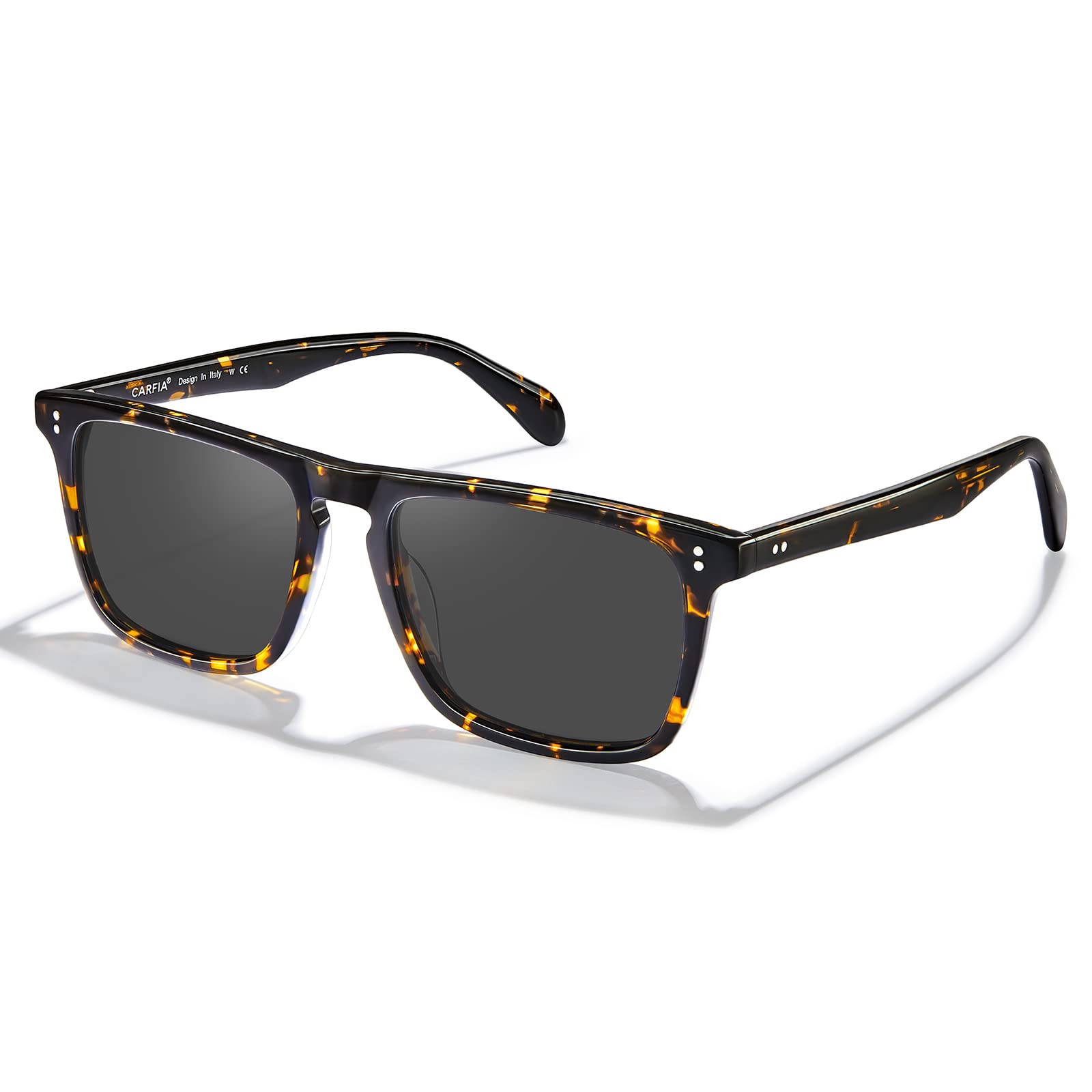 CARFIA Retro Polarized Sunglasses for Men UV Protection Hand-crafted Acetate Frame Fashion Cool Sun Glasses CA53572