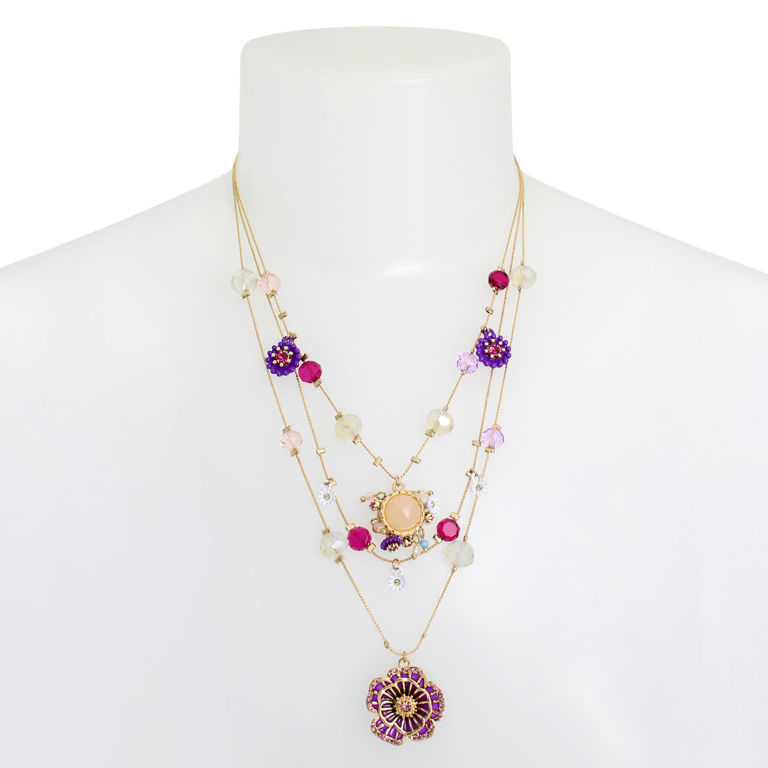 Betsey Johnson Womens Butterfly Charms Layered Necklace