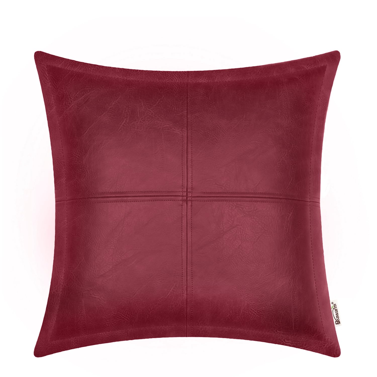 BRAWARM Faux Leather Throw Pillow Covers 16 X 16 Inches, Black Leather Pillow Cover, Hand Stitched Leather Decorative Pillow Cover for Couch Sofa Bed Living Room Home Garden