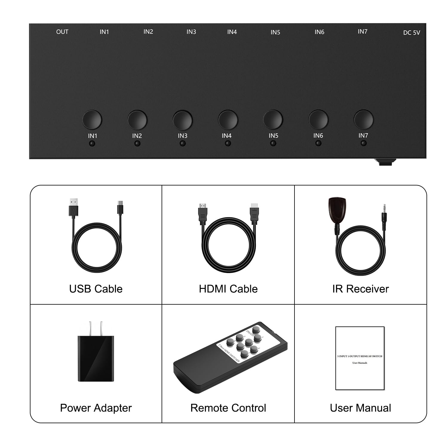 HDMI 2.1 Bi-Directional Switch Ultra HD 8K HDMI Switcher 2 in 1 Out/ 1 in 2 Out HDMI Switch Supports 8K@60Hz/ 4K@120Hz 48Gbps Compatible with Switch/Switch OLED PS5/4 Xbox Roku Apple TV Fire TV Stick