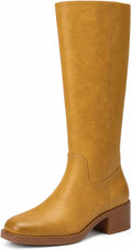DOBOLIN Wide Calf Knee High Boots for Women Tall Fall Boots Square Toe