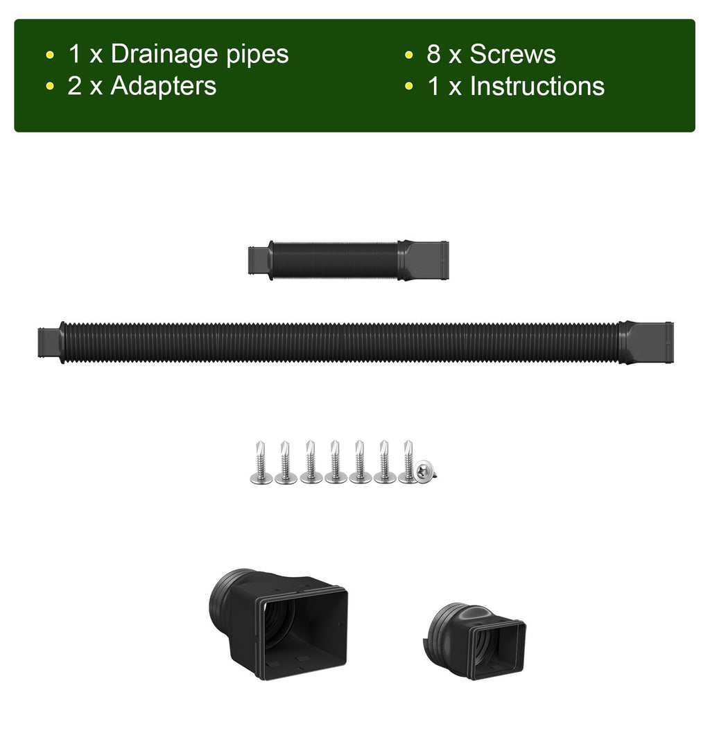 Ogutter Rain Gutter Downspout Extensions, Downspout Extender for Rainwater Drainage Flexible, Down Spout Drain Extension Pipe and Extendable from 21 to 66 Inches (Black)