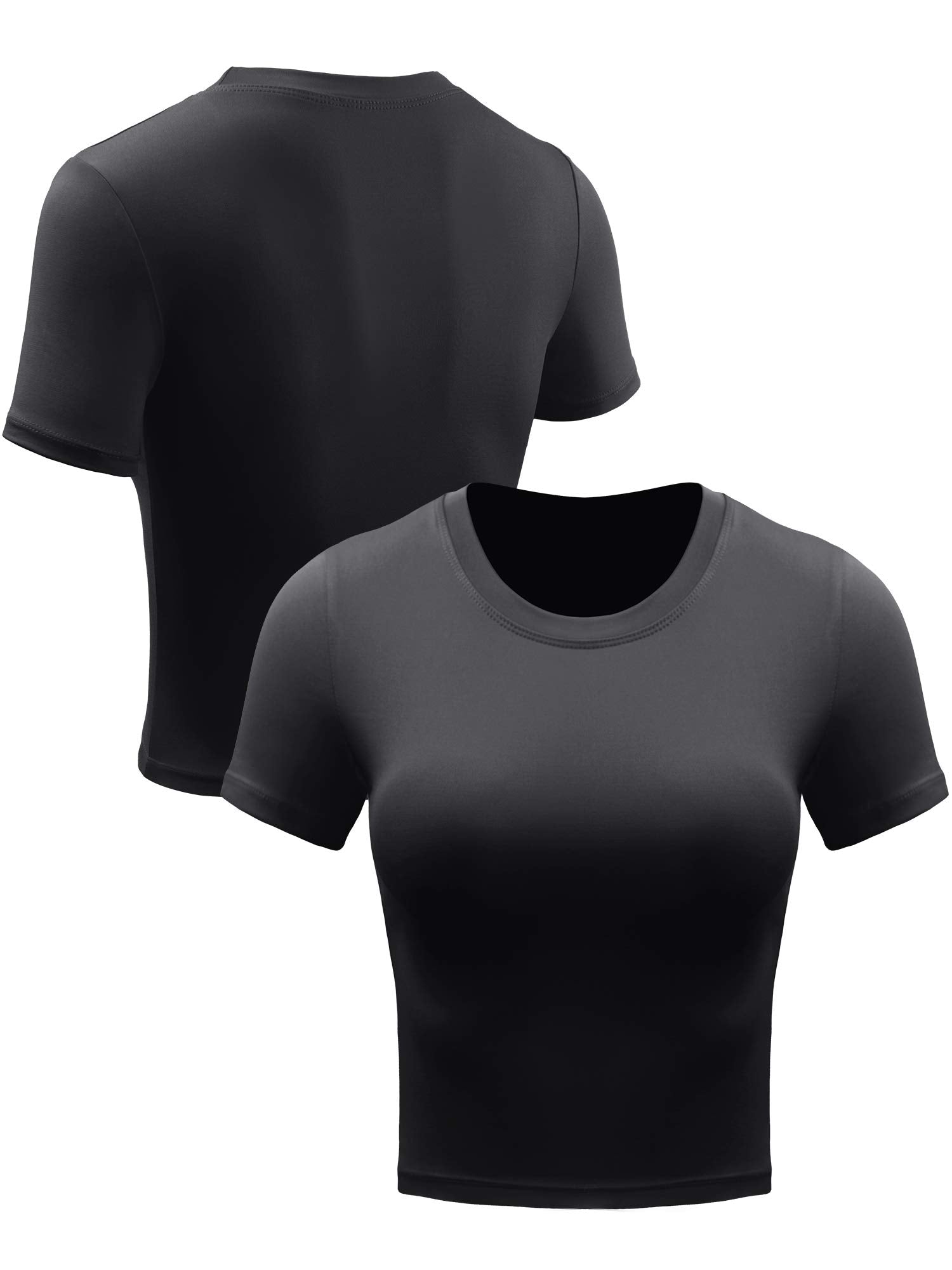 CADMUS Women's Dry Fit Crop Top Yoga Short Sleeve Shirts Crew Neck Athletic Running Tee 3 Pieces