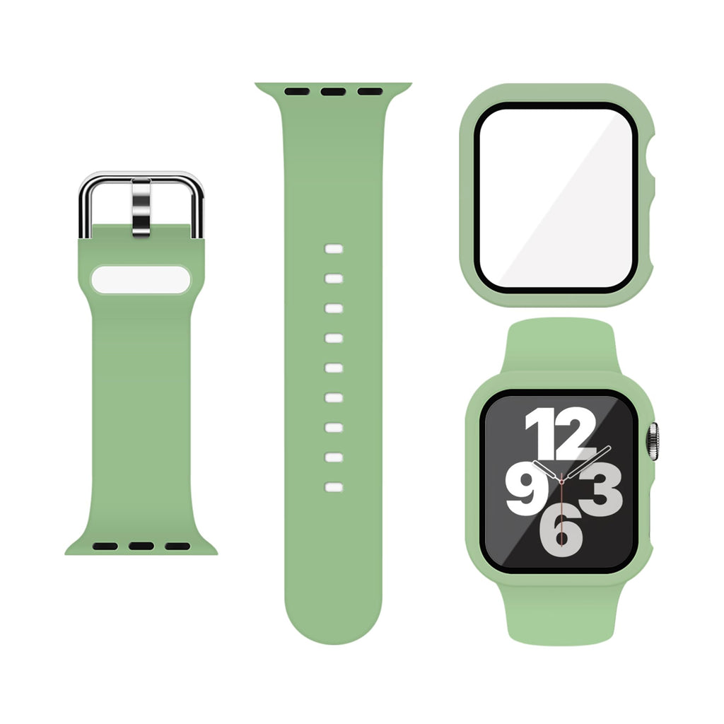 Silicone Sport Band and PC Case with Screen Protector for Apple Watch