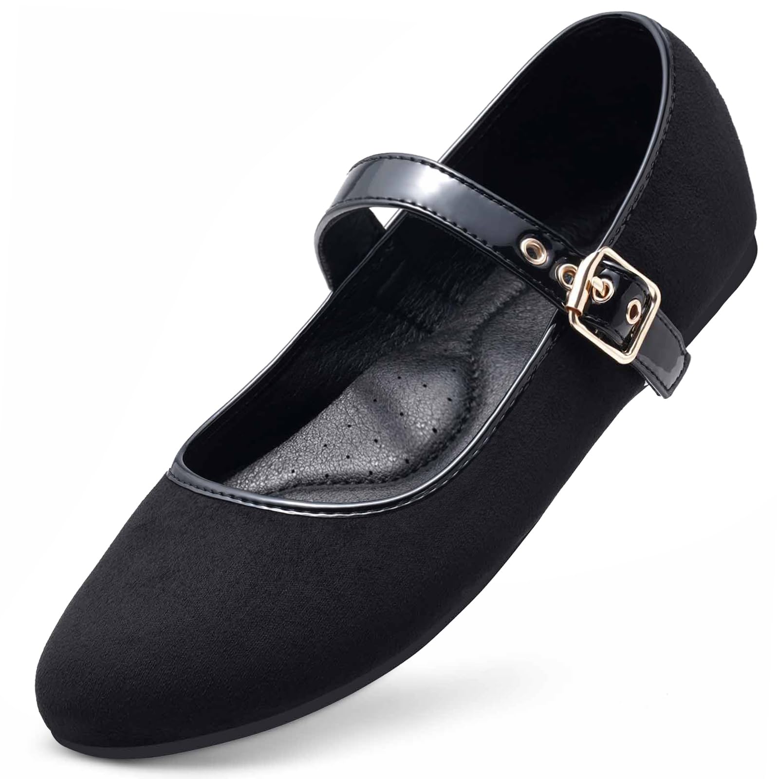 MaxMuxun Women's Flats Shoes Faux Suede Round Toe Ballet Dressy Flats Comfortable Slip On Walking Shoes