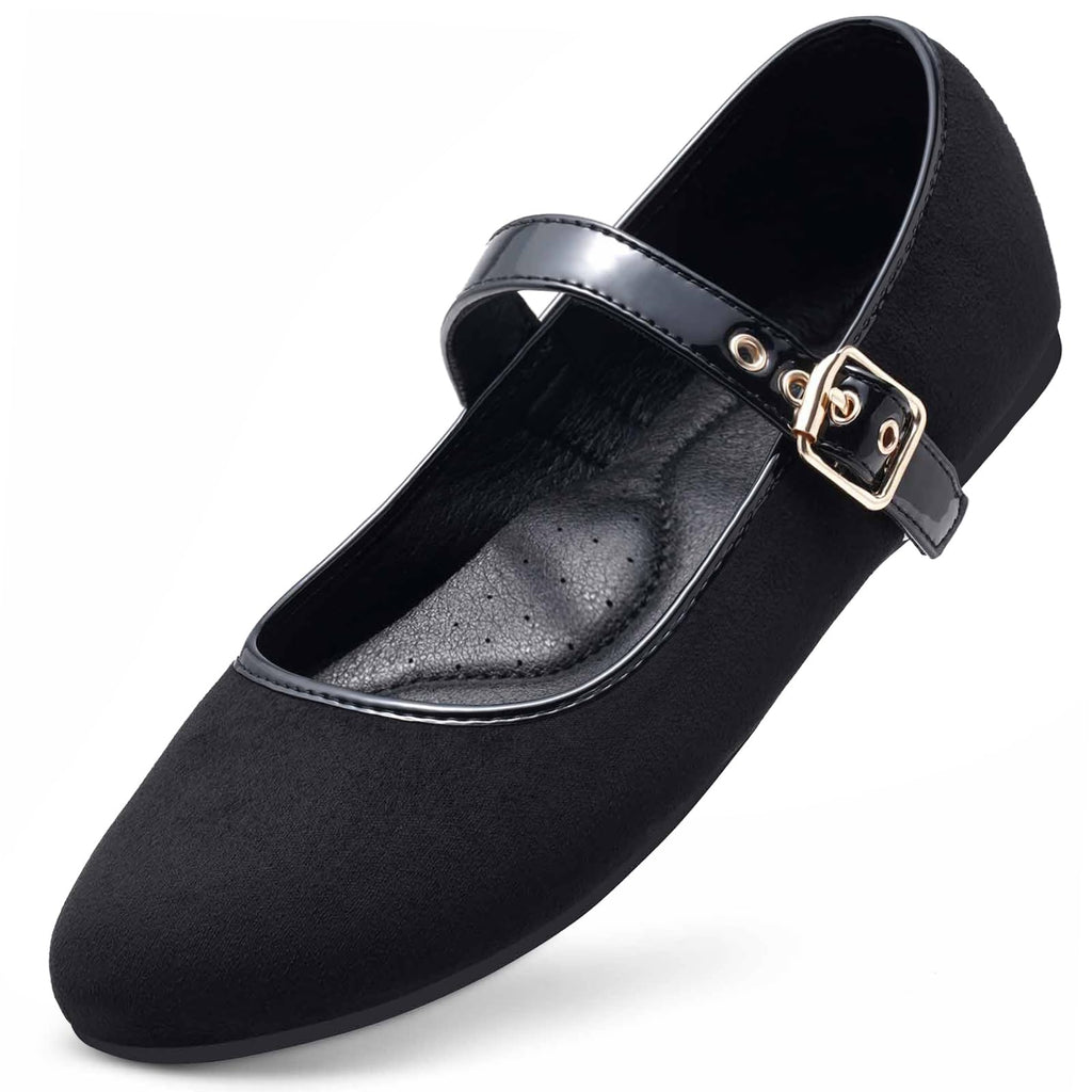 MaxMuxun Women's Flats Shoes Faux Suede Round Toe Ballet Dressy Flats Comfortable Slip On Walking Shoes