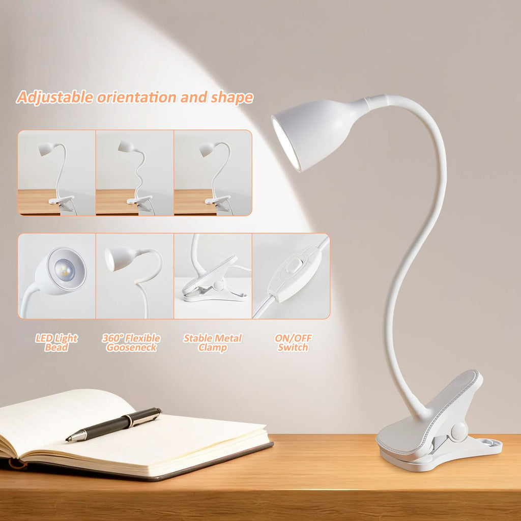 EJIAXIN Gooseneck Desk Lamp 360° LED Flexible Reading Light Small Desk Lamps for Small Spaces Home Office Bedroom College Dorm Desk Bookshelf Nightstand Table Lamp (Purple)