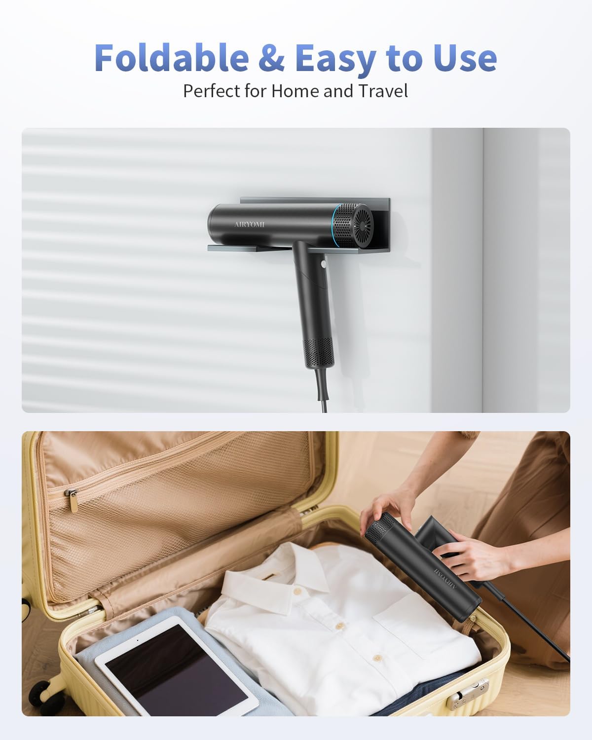 Hair Dryer, Professional Brushless Motor Ionic Hair Blow Dryer with Diffuser, Magnetic Nozzles, 0.83Pound, 2000W, 60dB, 3 Heat Settings & 3 Speed & Cold Settings, Diffuser Hair Dryer, Black
