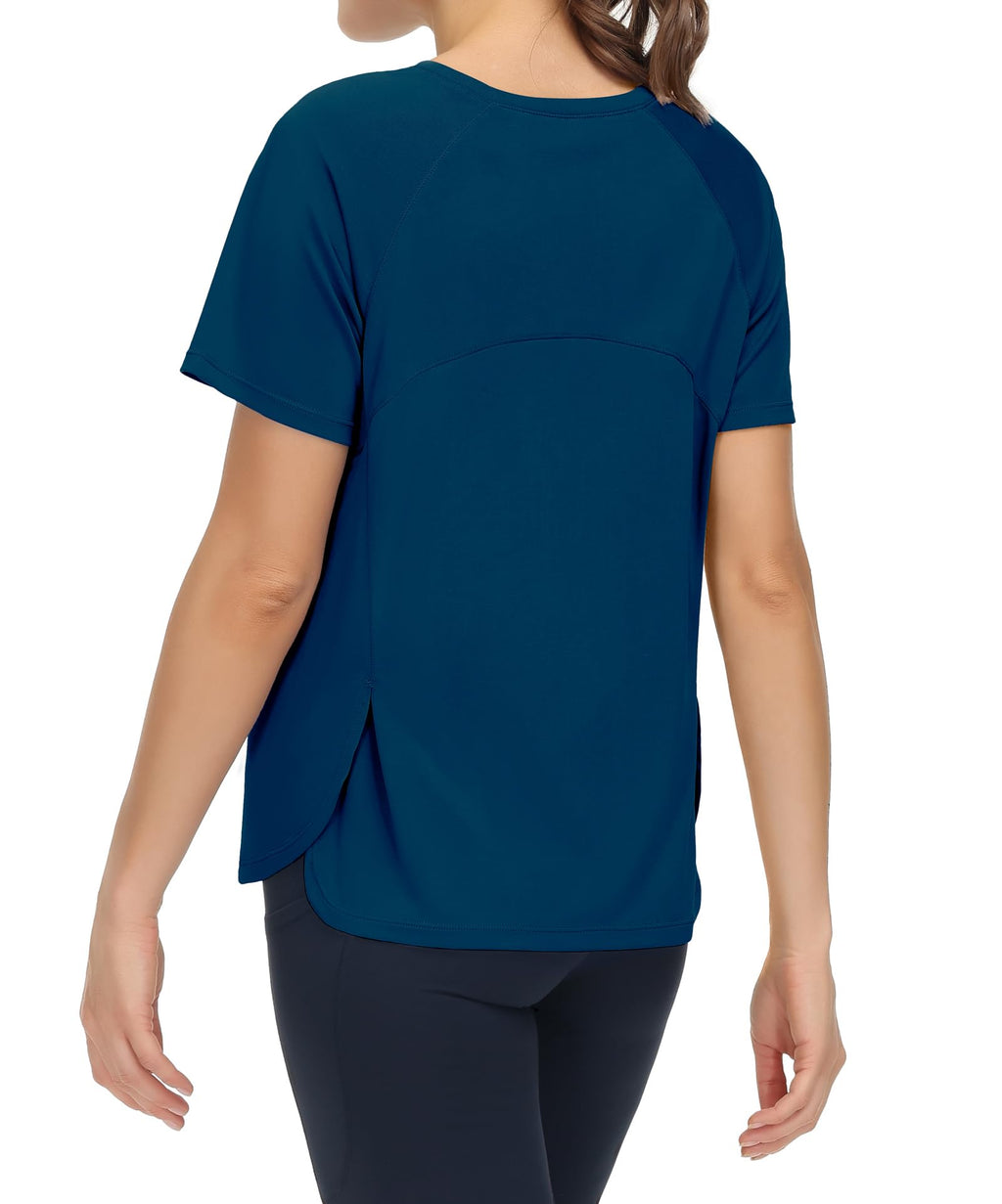 THE GYM PEOPLE Women's Short Sleeve Workout Shirts Breathable Yoga T-Shirts with Side Slits Athletic Tee Tops