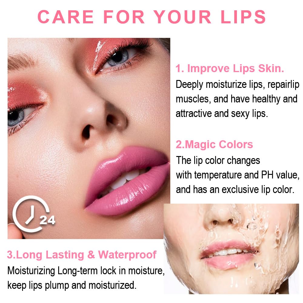 evpct 2Pcs Blueberry Tinted Lip Balms PH Lip Color Changing Lipstick Balm Stain Gift Set Queen for Women Girls Korean Mood Long Lasting Color Change Light Pink Lipstick Lip Tint Plumper Gloss