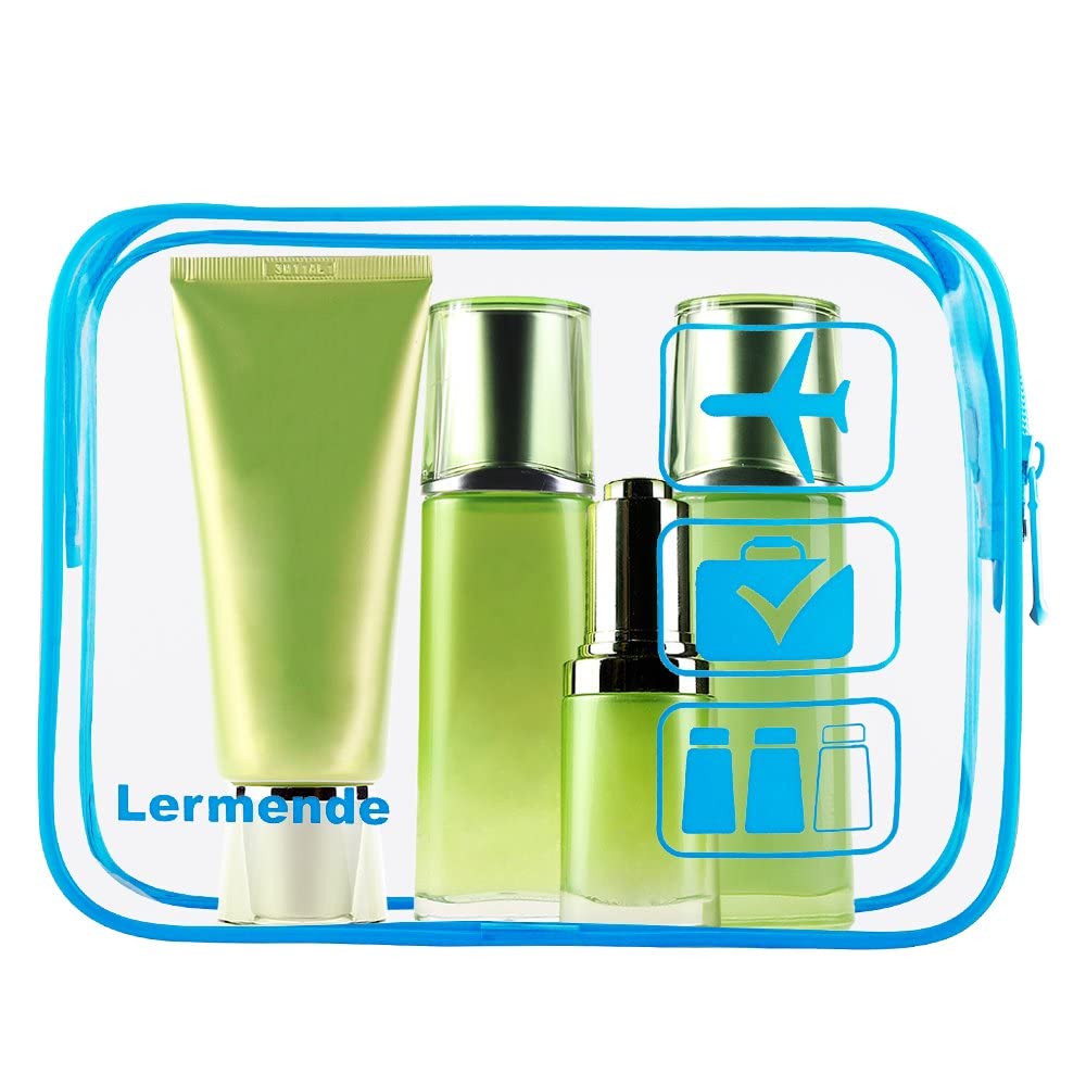 Lermende 2pcs Clear Toiletry Bag TSA Approved Travel Bag,Carry On for Travel,Airport Airline Accessories Compliant Bag,Quart Sized Makeup Cosmetic bag Women Men (Black, 2 Pack)
