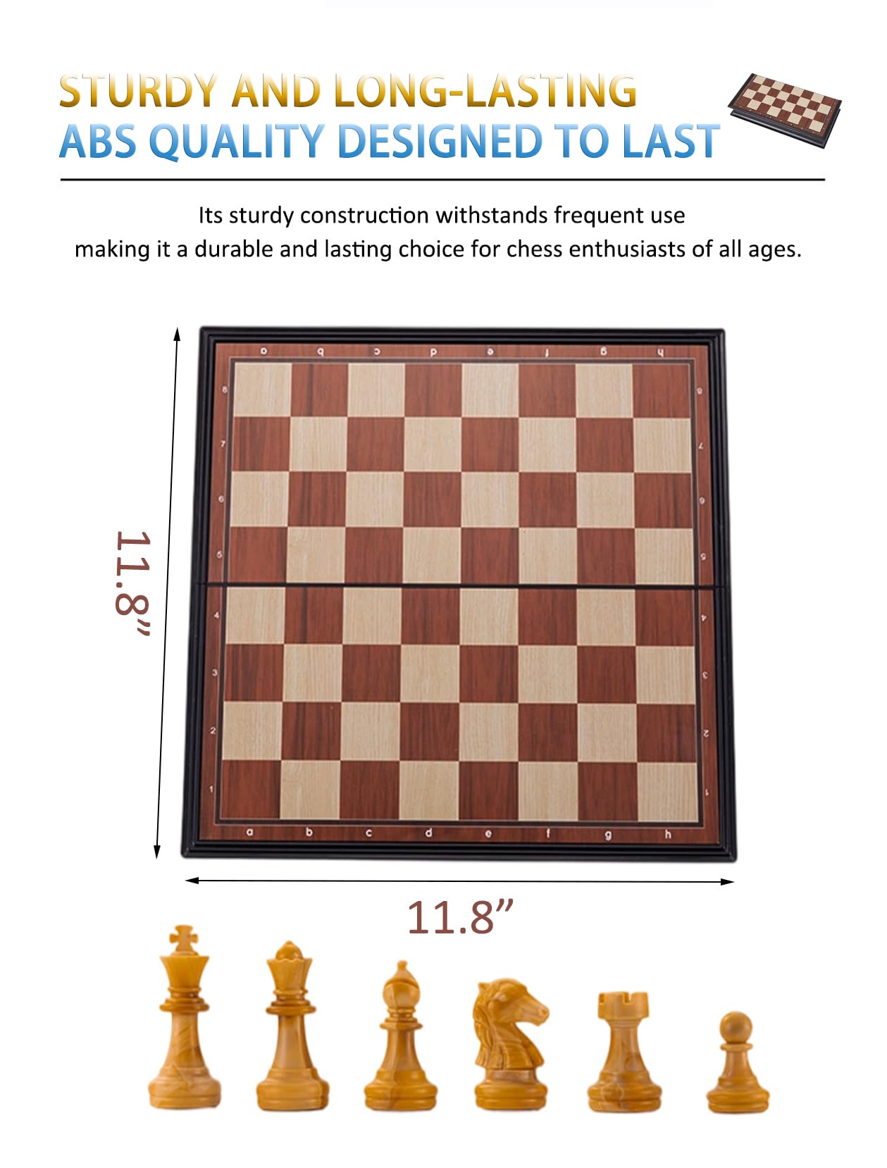 Chess Sets Magnetic Board Games - 11.8 Inches Travel Chess Set for Teenager & Adults, Wooden-Style Folding Portable Chess Gifts Classic 2-Player Strategy Family Game for Beginner and Professional
