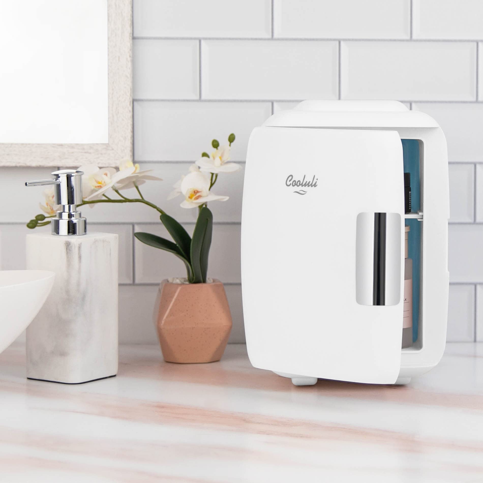 Cooluli Mini Fridge for Bedroom - Car, Office Desk & Dorm Room - Portable 4L/6 Can Electric Plug In Cooler & Warmer for Food, Drinks, Skincare Beauty & Makeup - 12v AC/DC & Exclusive USB Option, Black