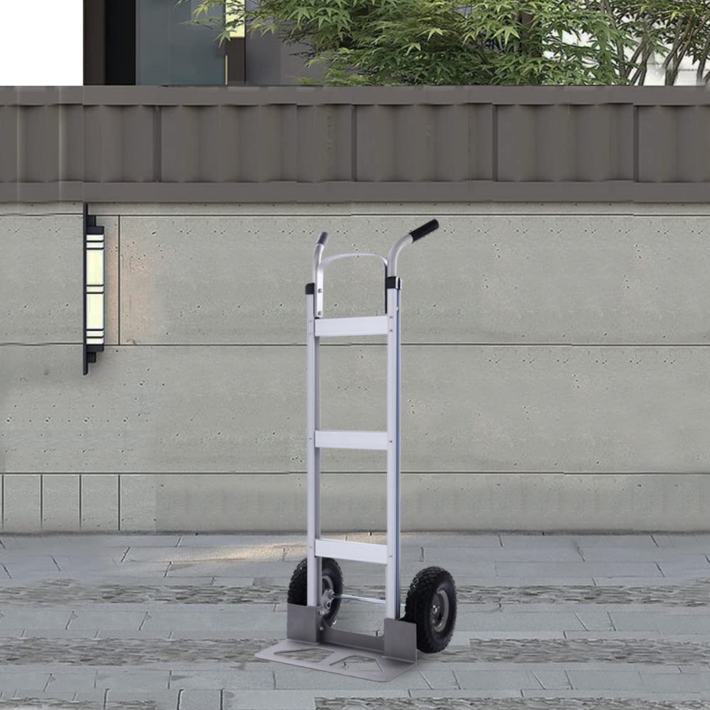 LEADALLWAY Hand Truck Aluminum Foldable Hand Cart with 6" Wheels 220 lbs Capacity