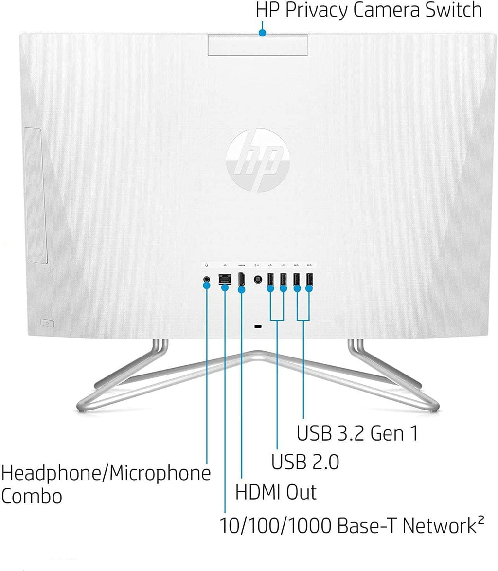 HP 2022 All-in-One Desktop, 21.5" FHD Display, Intel Celeron J4025 Processor, 8GB RAM, 256GB PCIe SSD, Webcam, HDMI, RJ-45, Wired Keyboard&Mouse, WiFi, Windows 11 Home, White