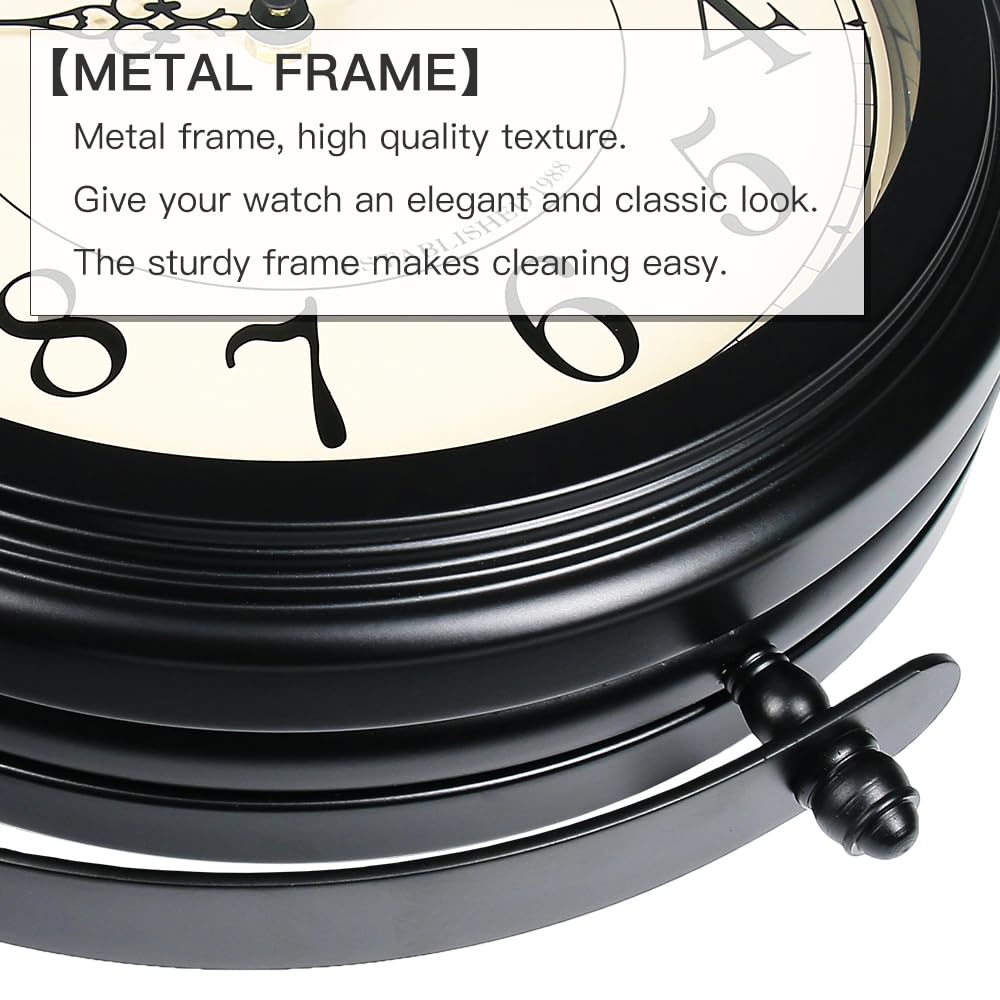BESTIME 66264A 16-Inch Double Sided Metal Wall Clock with Antique Red Copper.Sturdy Frame,Easy Read,Garden,Home Décor,Indoor,Outdoor,Farmhouse,Yard,Station,Office,Photography Props.