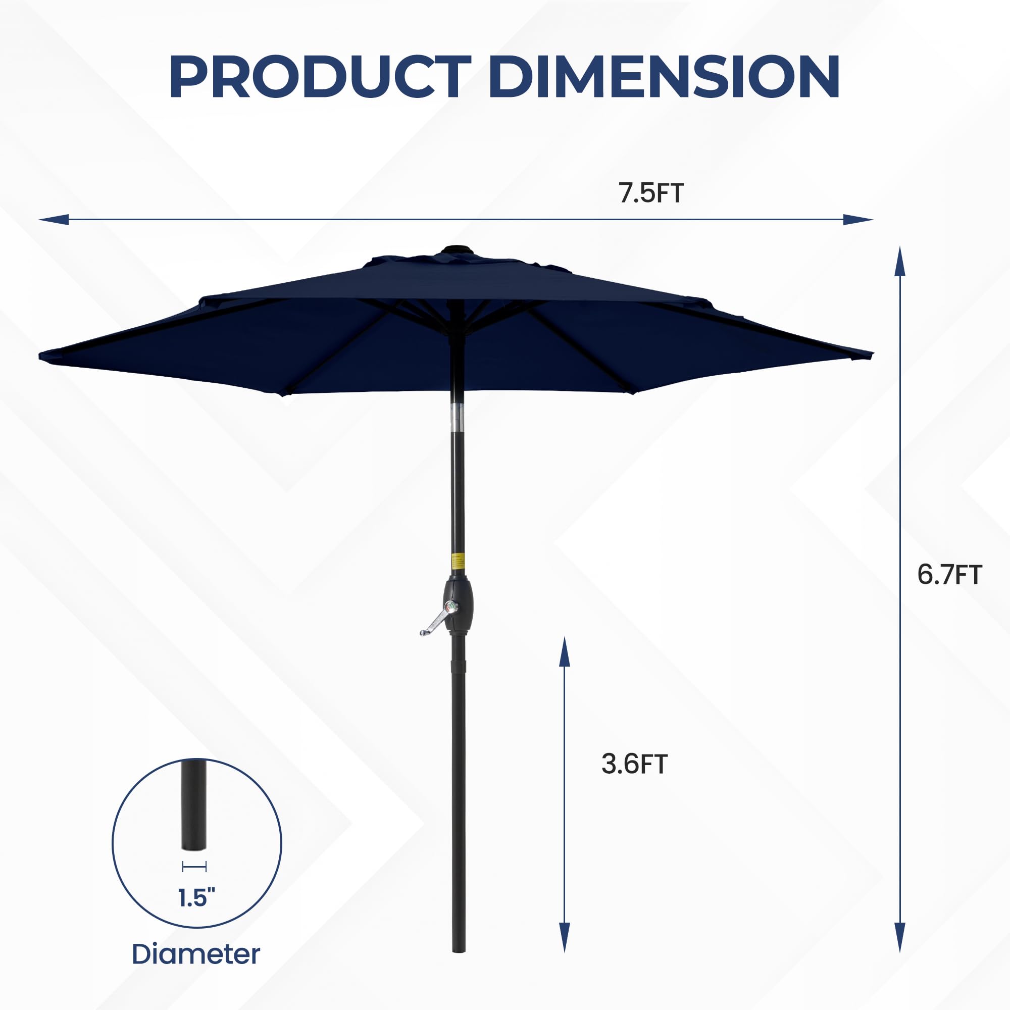 SUNVIVI OUTDOOR Outdoor Patio Umbrella, Patio Umbrella, Market Umbrella, Large Outdoor Umbrella, Metal Pole Umbrella with Push Button Tilt and Crank, Polyester Canopy