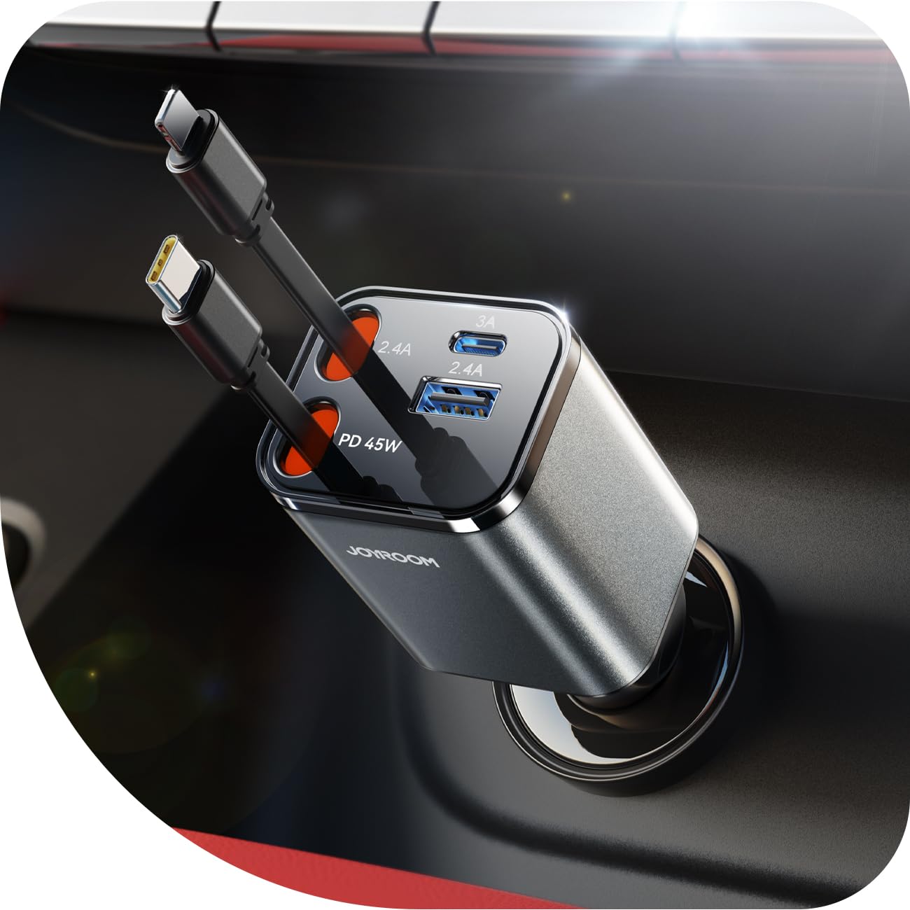 [2026 Ultra-Compact] 84W Retractable Car Charger, [PD 45W] Car Charger USB C for iPhone 16 17 Pro Fast Charging, Car Accessories Travel Essentials Gifts for Women Men for iPhone 17 Air 16 15 14 13 12