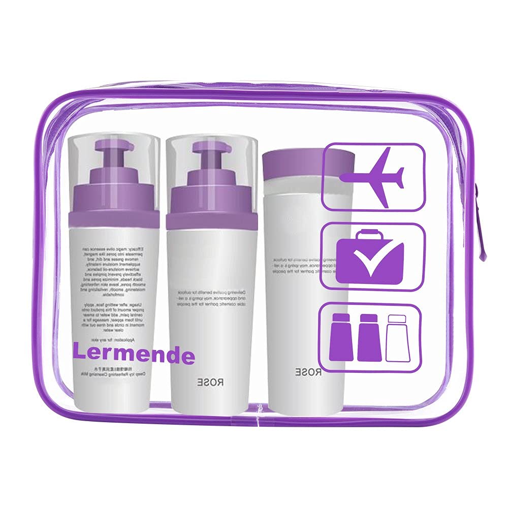 Lermende 2pcs Clear Toiletry Bag TSA Approved Travel Bag,Carry On for Travel,Airport Airline Accessories Compliant Bag,Quart Sized Makeup Cosmetic bag Women Men (Black, 2 Pack)