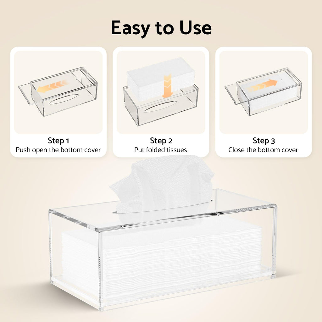 HIIMIEI Tissue Box Cover, Acrylic Tissue Holder Napkin Dispenser for Home Office Restaurant Desk Decor, Black Square 5.4x5.4x5.4''