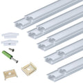 THMOOTHER Recessed LED Strip Channel Diffuser 10-Pack 6.56FT,23.5X7MM LED Tape Aluminum Track with Flange,Flush Mounted Wardrobe Bookcase Wine Cabinet Wooden Furniture Groove Integrated Low Profile