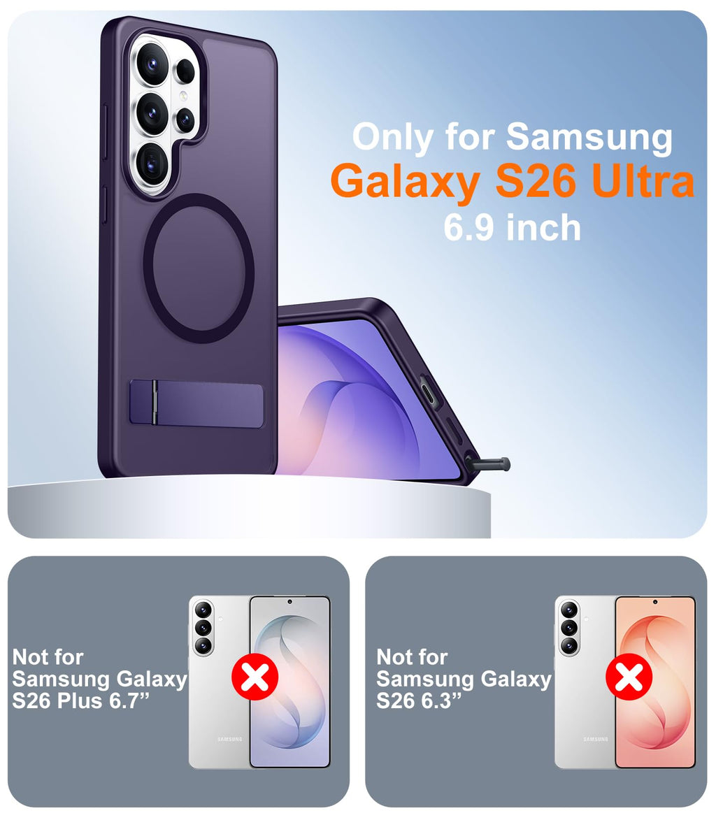 for Samsung Galaxy Z Fold 8 Case,[Compatible with MagSafe][Built-in HD Screen Protector & Kickstand][Hinge Protection]Translucent Matte Full-Body Shockproof Phone Case for Galaxy Z Fold 8,Black