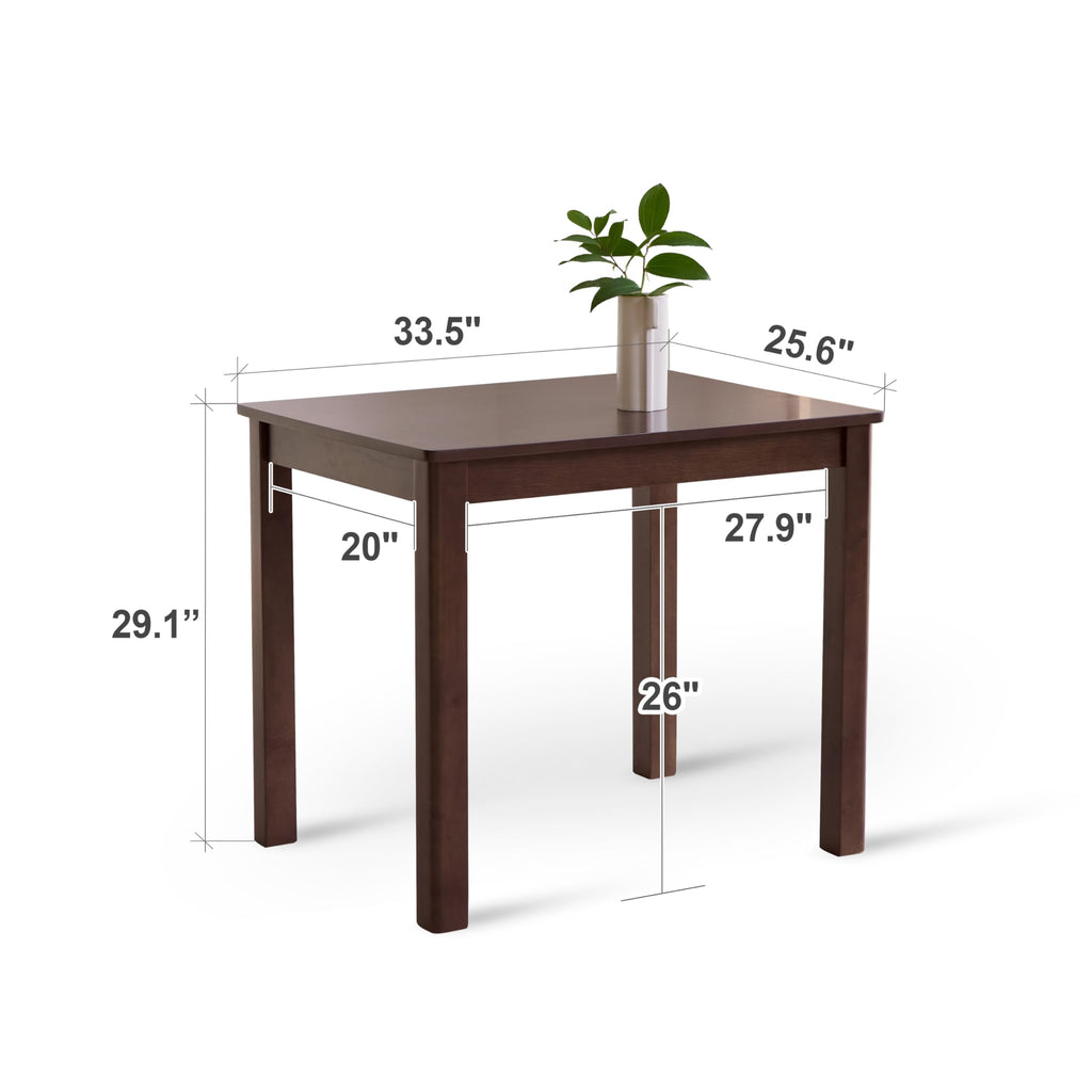 Livinia Cabin 33.5" Wooden Dining Table/Small Rectangular Modern Farmhouse Solid Wood Kitchen Table Desk (Black)