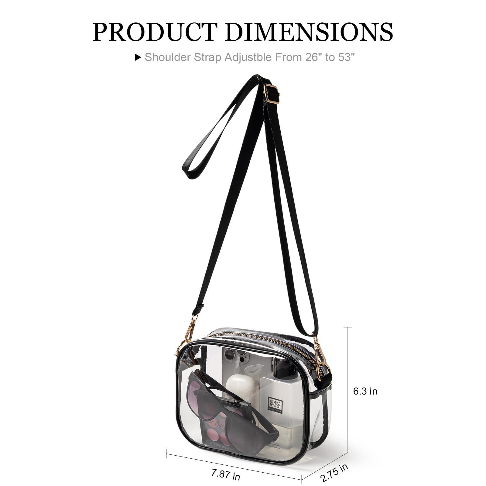 TOBVZOO Clear Bag Stadium Approved, Crossbody Transparent Bag for Concerts Sports Events, Purses for Men & Women