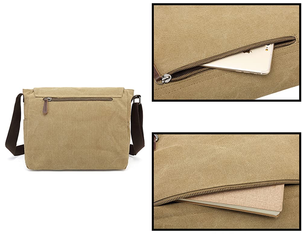 Sechunk Canvas Vintage Messenger Bag Shoulder bag Leather Large Travel Crossbody bags for men women 15inch Laptop