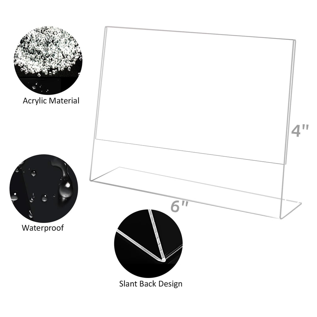 4x4 Acrylic Picture Frames, Set Of 6 Clear Acrylic Frameless Gift for Desktop Display, Standing Picture or Display Sign Holder with Inserts for Home Office