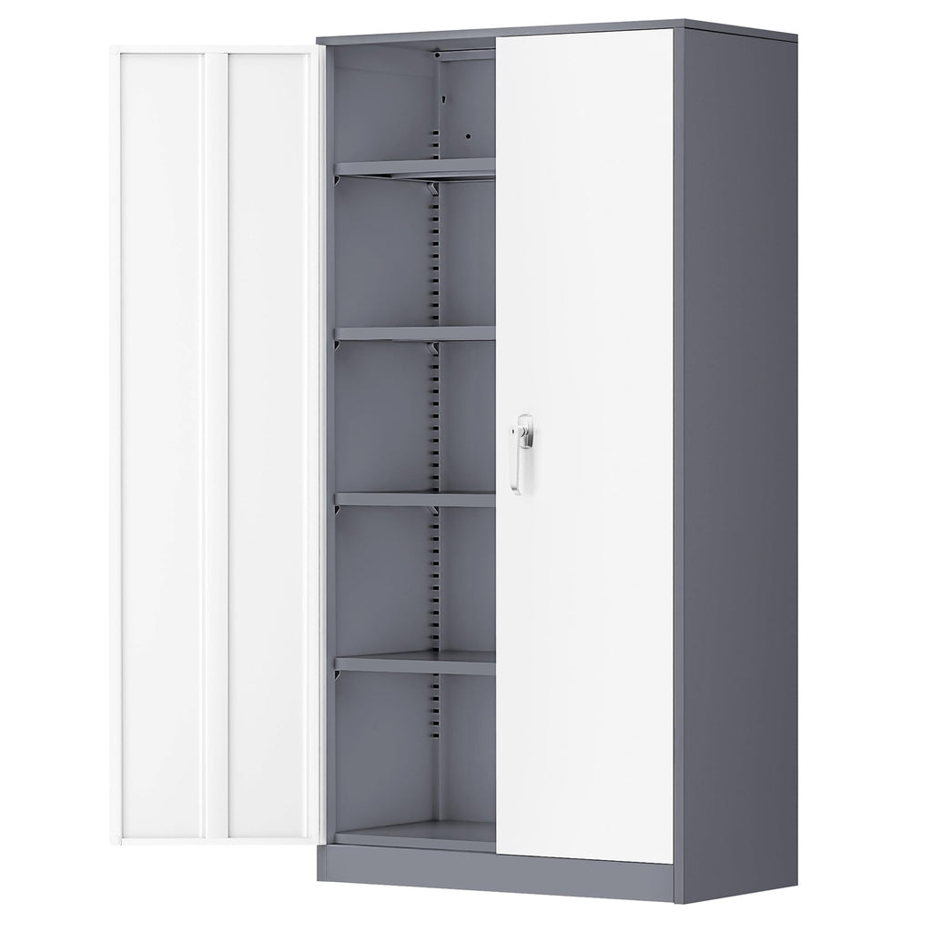 Greenvelly Metal Storage Cabinet, 36" Locking Storage Cabinet with Doors and Shelves, Lockable Storage Cabinets for Home Office, Utility Locker Cabinet, Steel Garage Cabinet with 2 Keys, Black