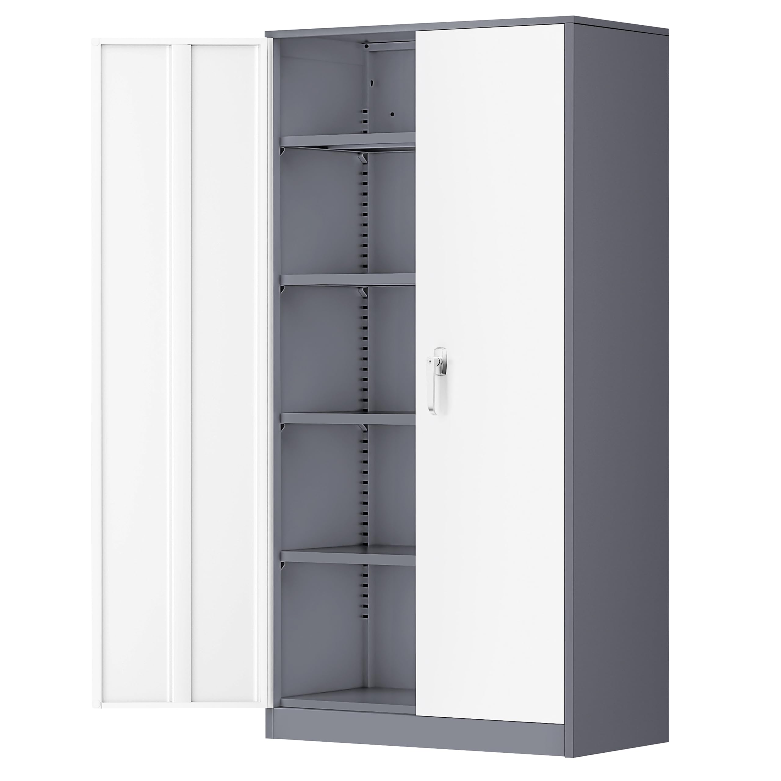 Greenvelly Metal Storage Cabinet, 36" Locking Storage Cabinet with Doors and Shelves, Lockable Storage Cabinets for Home Office, Utility Locker Cabinet, Steel Garage Cabinet with 2 Keys, Black