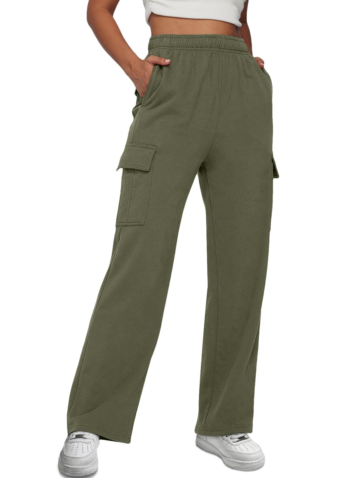 AUTOMET Womens Cargo Sweatpants Baggy Fleece High Waisted Joggers Sweat Pants Athletic Pants