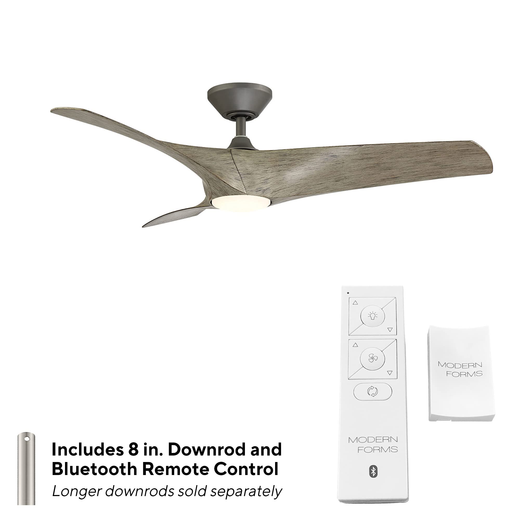 Modern Forms Zephyr Smart Indoor and Outdoor 3-Blade Ceiling Fan 52in Bronze/White Oak with Adjustable CCT 2700K-3000K-4000K-5000K LED Light Kit and Remote Control