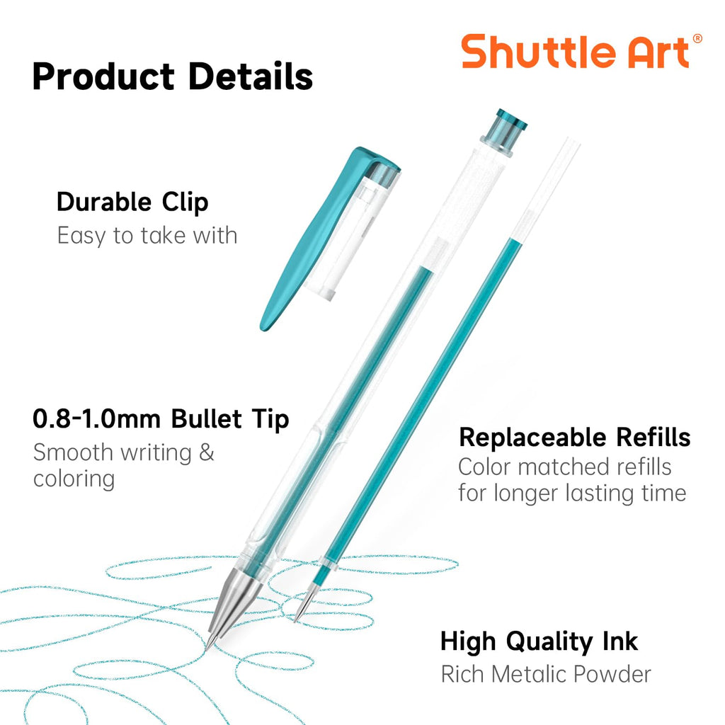 Shuttle Art Pastel Gel Pens, 24 Pastel Milky Colors Gel Pen for Black Paper, Adults Coloring Books Drawing Doodling Crafts Scrapbooking Journaling