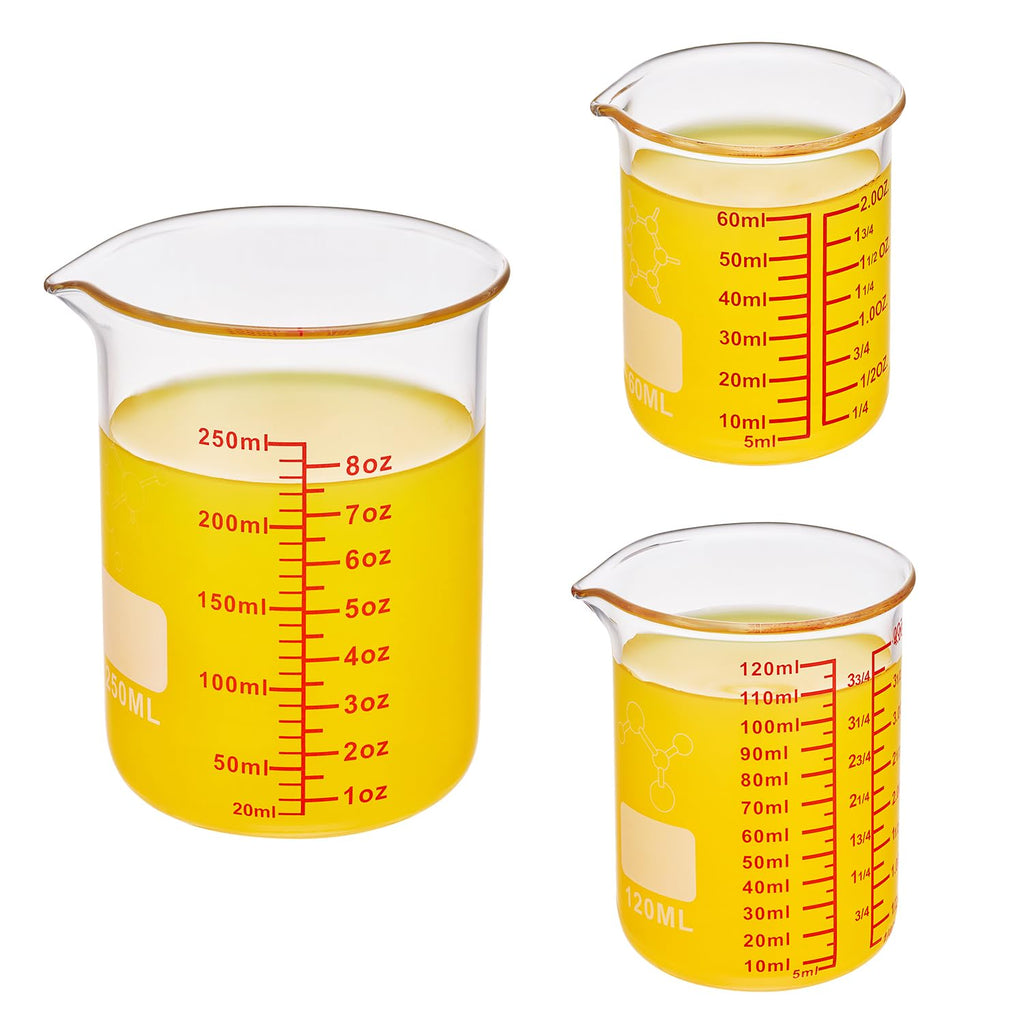High Borosilicate Glass Measuring Cup-V-Shaped Spout，Glass Measuring Beaker for Kitchen or Restaurant, Easy to Read, 30 ML (1 Oz)-Pack of 2
