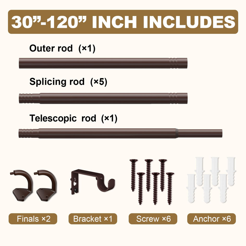 GXOACKJ Black Wrap Around Curtain Rods for Windows 28 to 48 inch, 5/8 inch Industrial Telescoping Blackout Curtain Rods for Bedroom & Outdoor