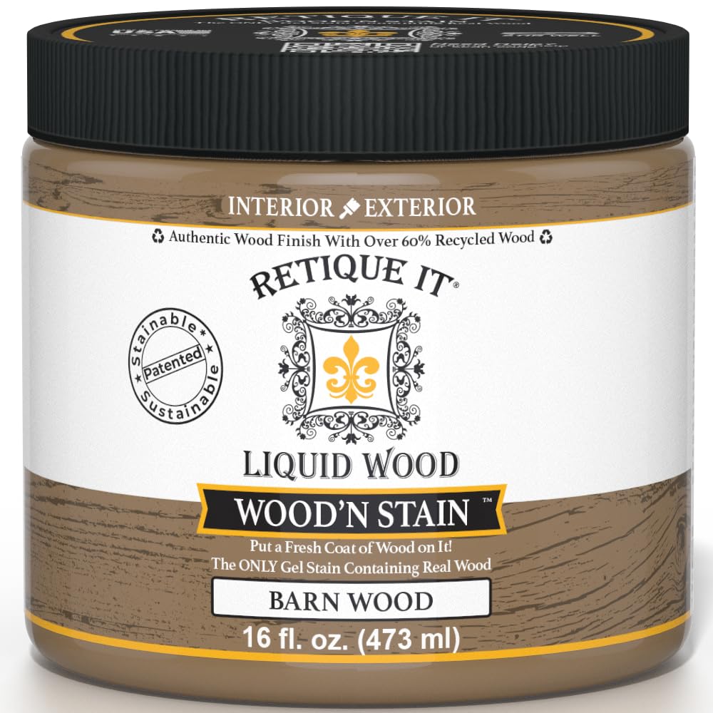 Retique It Wood'n Stain - Liquid Wood Gel Stain Interior/Exterior (08 oz (Half-Pint), 35 Dark Oak)