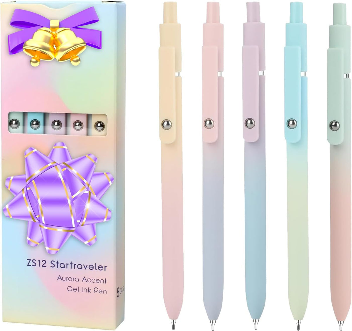 Vanhench 10Pcs Gel Pens, Black Ink Cute Pens for Trendy Stuff, Happy Birthday Gift Basket, Aesthetic Office Supplies (10PCS Gradient)
