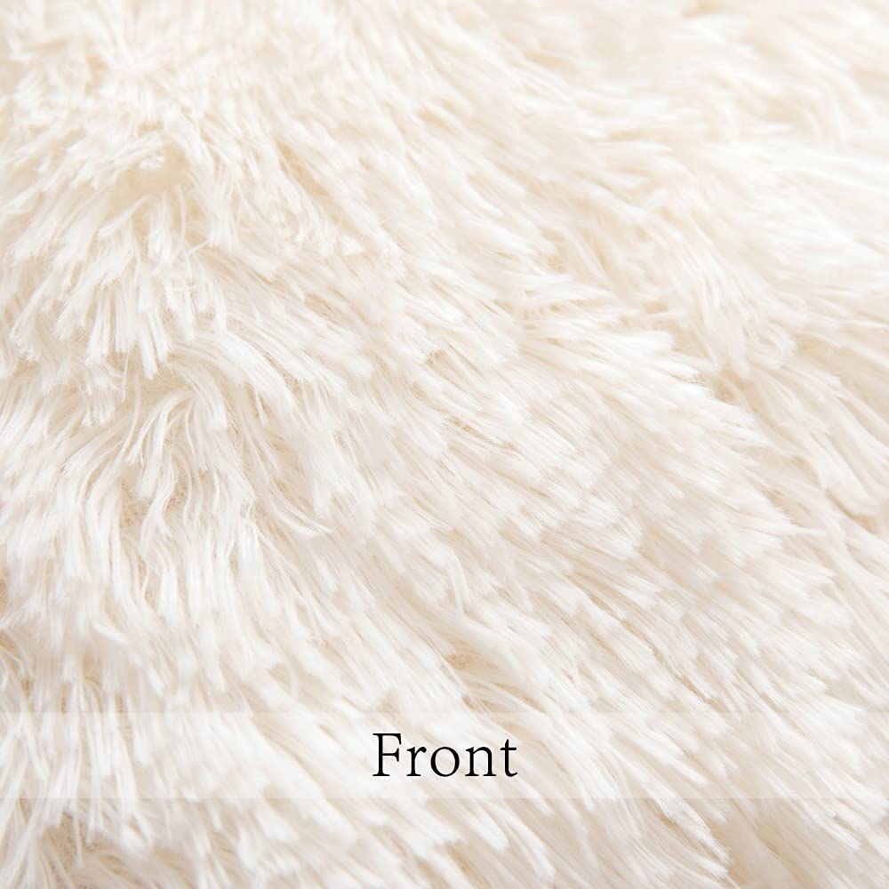 ANRODUO Pack of 2 Baby Pink Throw Pillow Covers Luxury Fluffy Pillows Faux Fur Decorative Pillows Plush Cushion Case Fuzzy Mongolian Merin Style for Bed Couch Sofa Living Room Summer Decor 16x16 Inch
