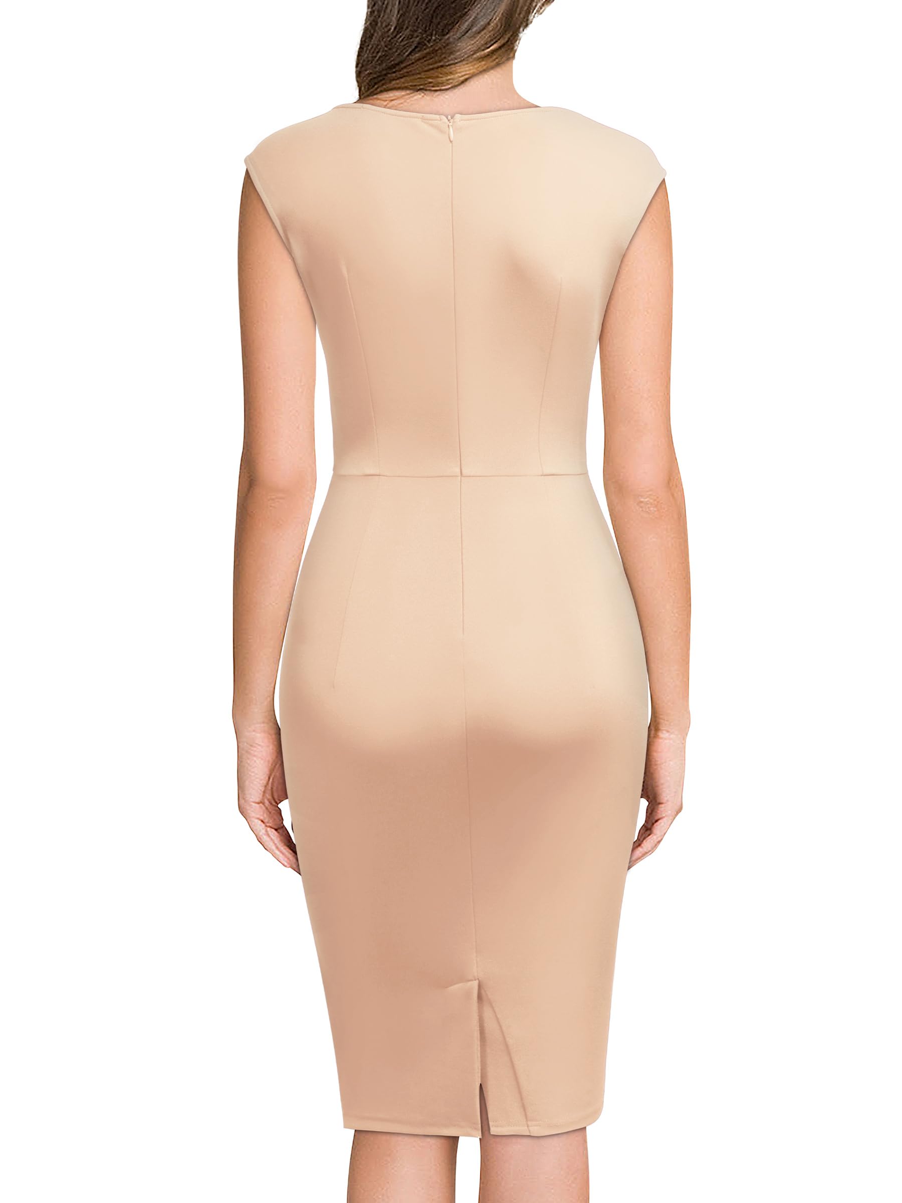 Miusol Women's Retro Ruffle Style Slim Work Pencil Dress