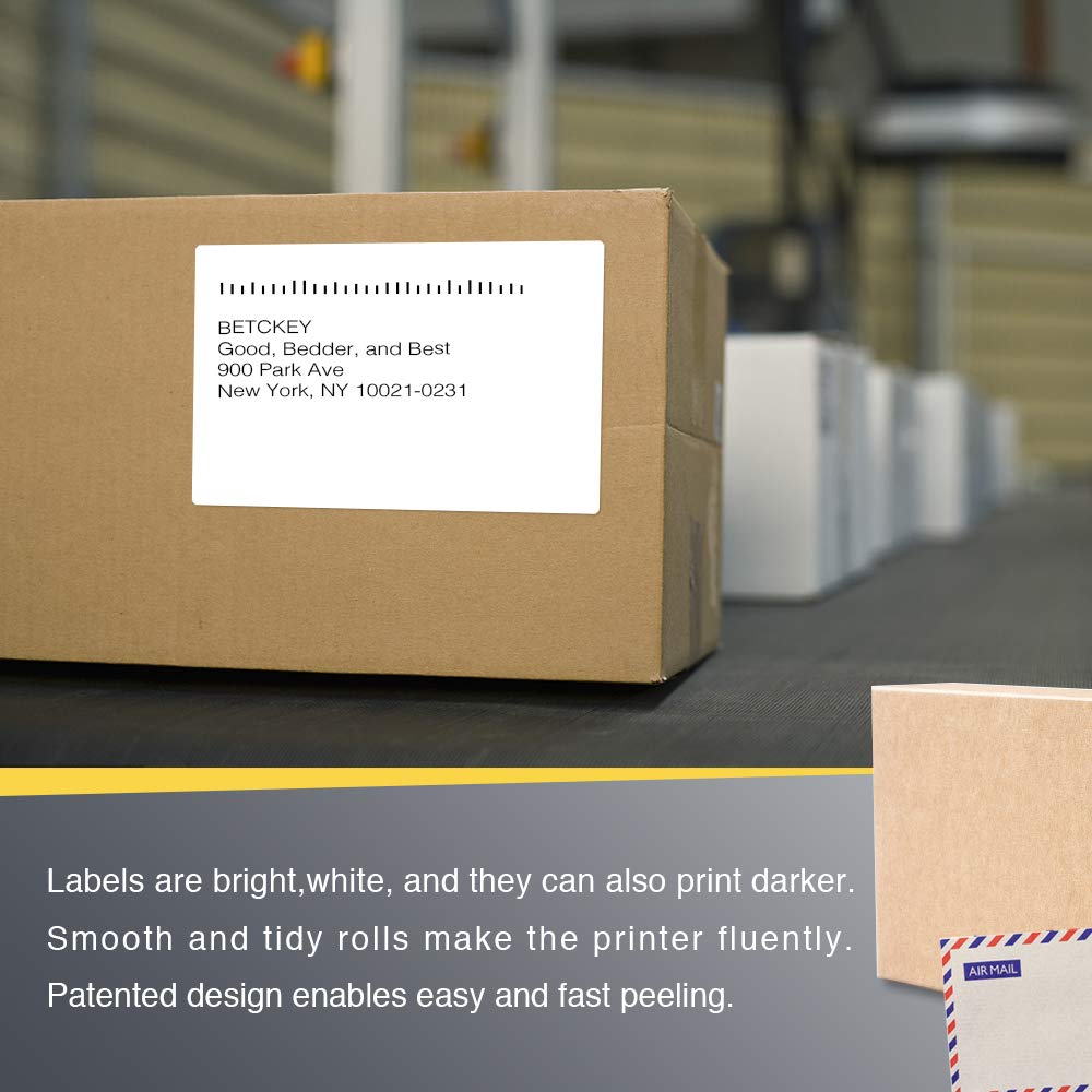 BETCKEY - 4" x 6" (102 mm x 152 mm) Shipping Labels Compatible with Zebra & Rollo Label Printer(not for dymo 4XL), Premium Adhesive & Perforated [6 Rolls, 1500 Labels]