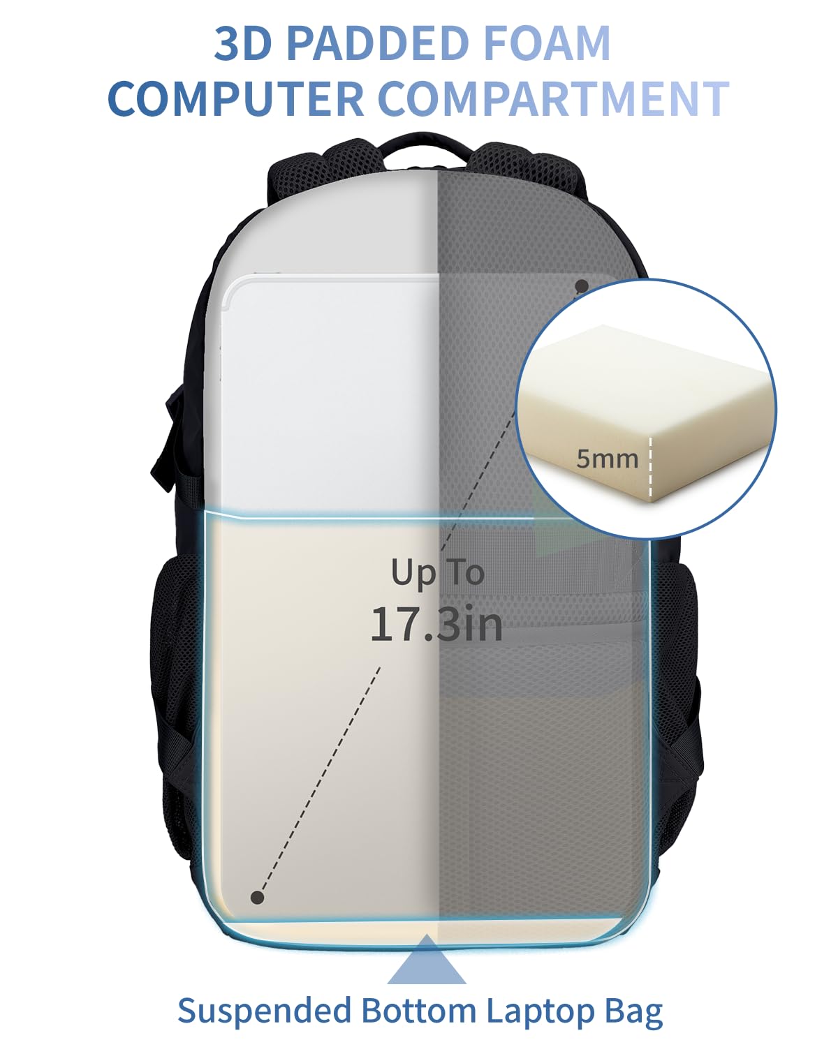 ECOHUB Travel Backpack for Women, 17.3 inch Suspended Laptop Backpack, Fashion Slim Water-Resistant College Computer Bookbag, 28L Personal Item Bag with 12 Pockets for Causal, Work, Beige