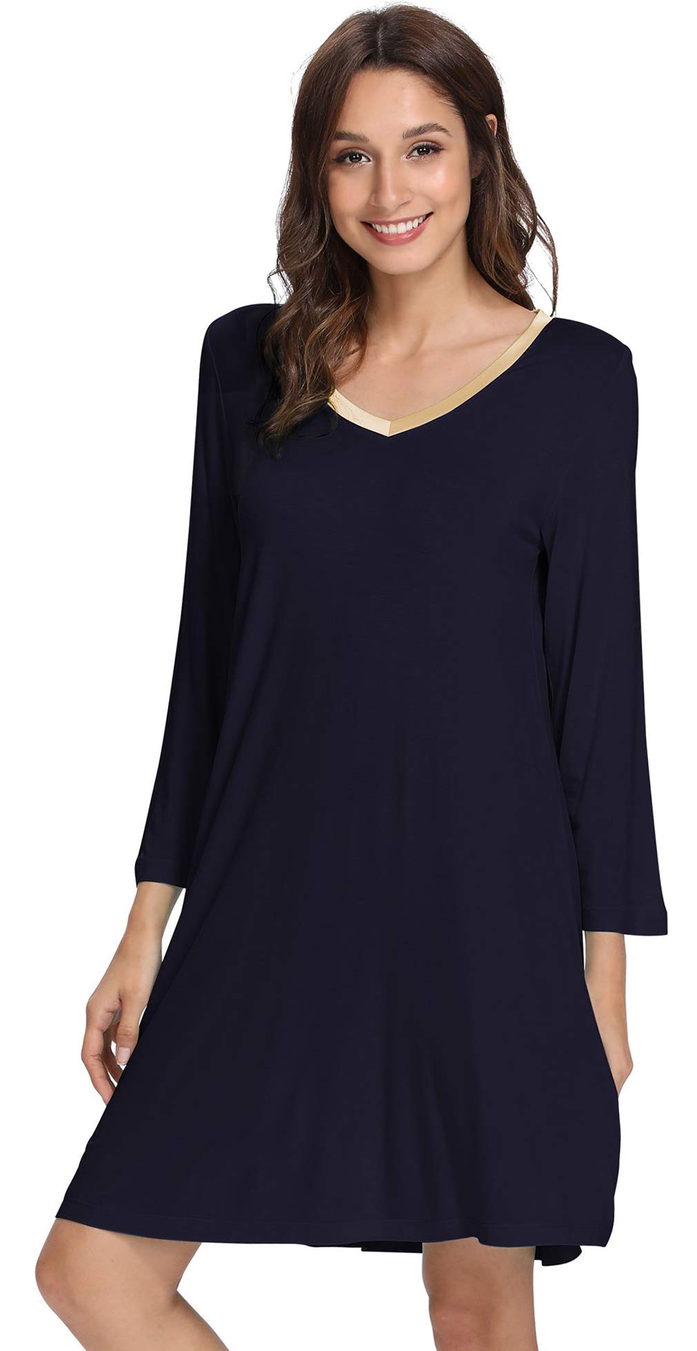GYS Womens Bamboo Viscose Nightgown Super Soft Lightweight Night Shirts for Sleeping
