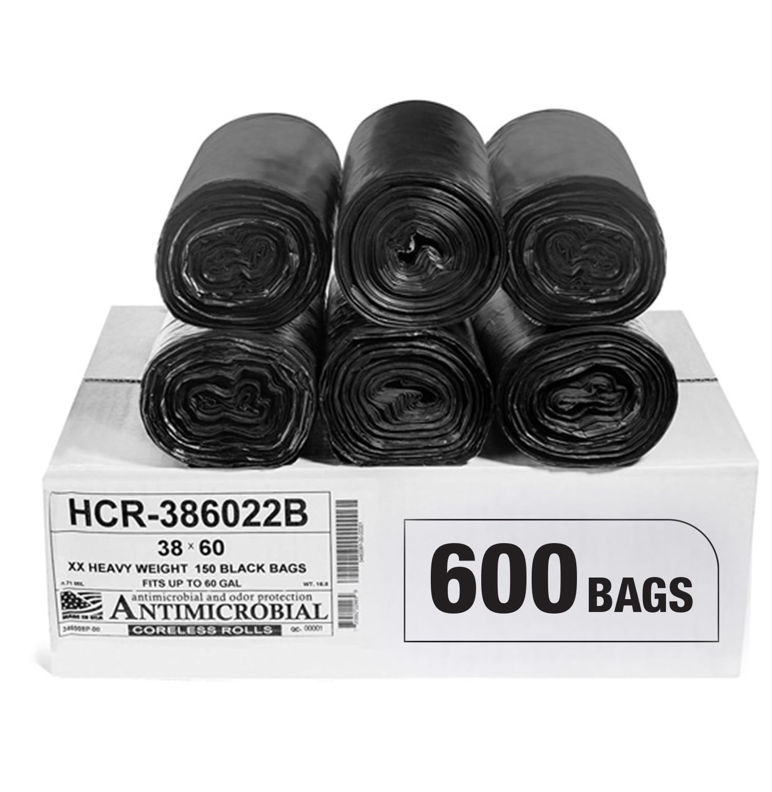 Aluf Plastics High Density Trash Bags, 10 Gallon, 4000 Count, 6 Micron (eq), 24" x 24", Black, for Bathroom, Office, Industrial, Commercial, Janitorial, Municipal, Recycling