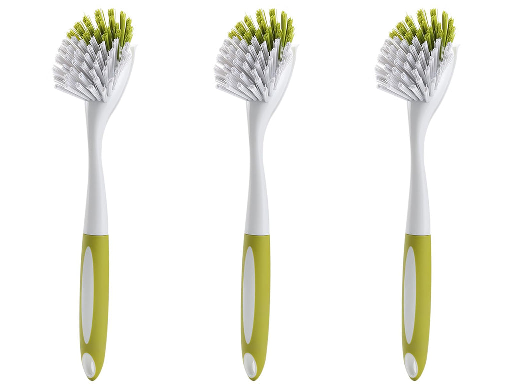 Dish Brush with Handle, Firm & Stiff Bristles Dish Scrubber for Pots, Pans & Sink Cleaning, 2 Pack